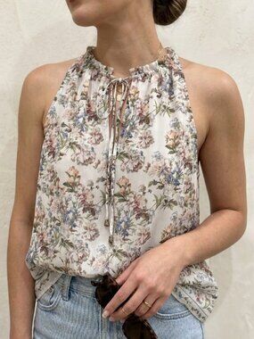 Max Studio Chiffon Floral Halter Top | Size M